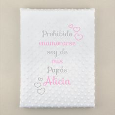 Manta personalizada blanca cuento con tu propia frase