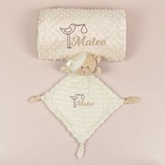 Pack Dou Dou + manta clásica beige personalizado